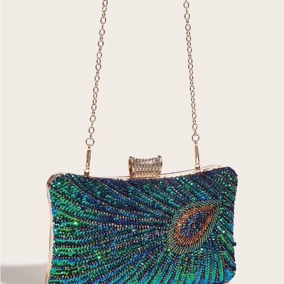 Emerald Green Luxury Embellished Clutch Bling Bag - Picture 7 of 8